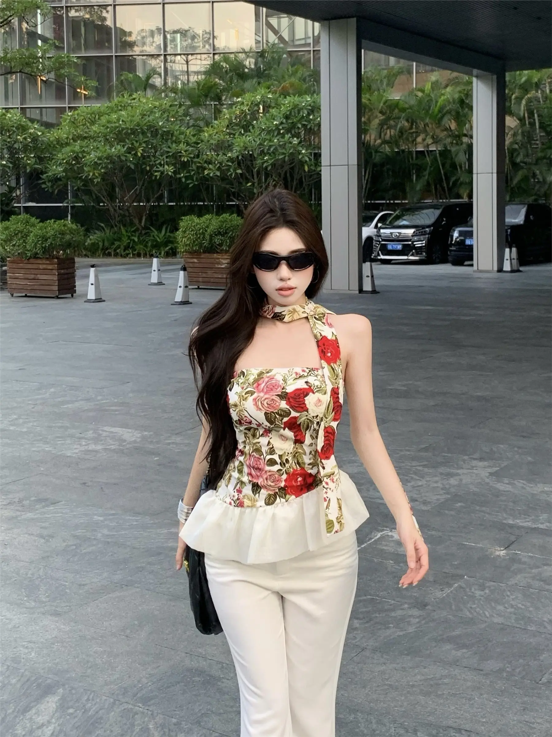 

Floral Bandeau Top Summer Women Ruffle Trim Bustier Cami Sweetheart Neckline Sexy Slip Dress Beach Cover Up CottagecoreAesthetic