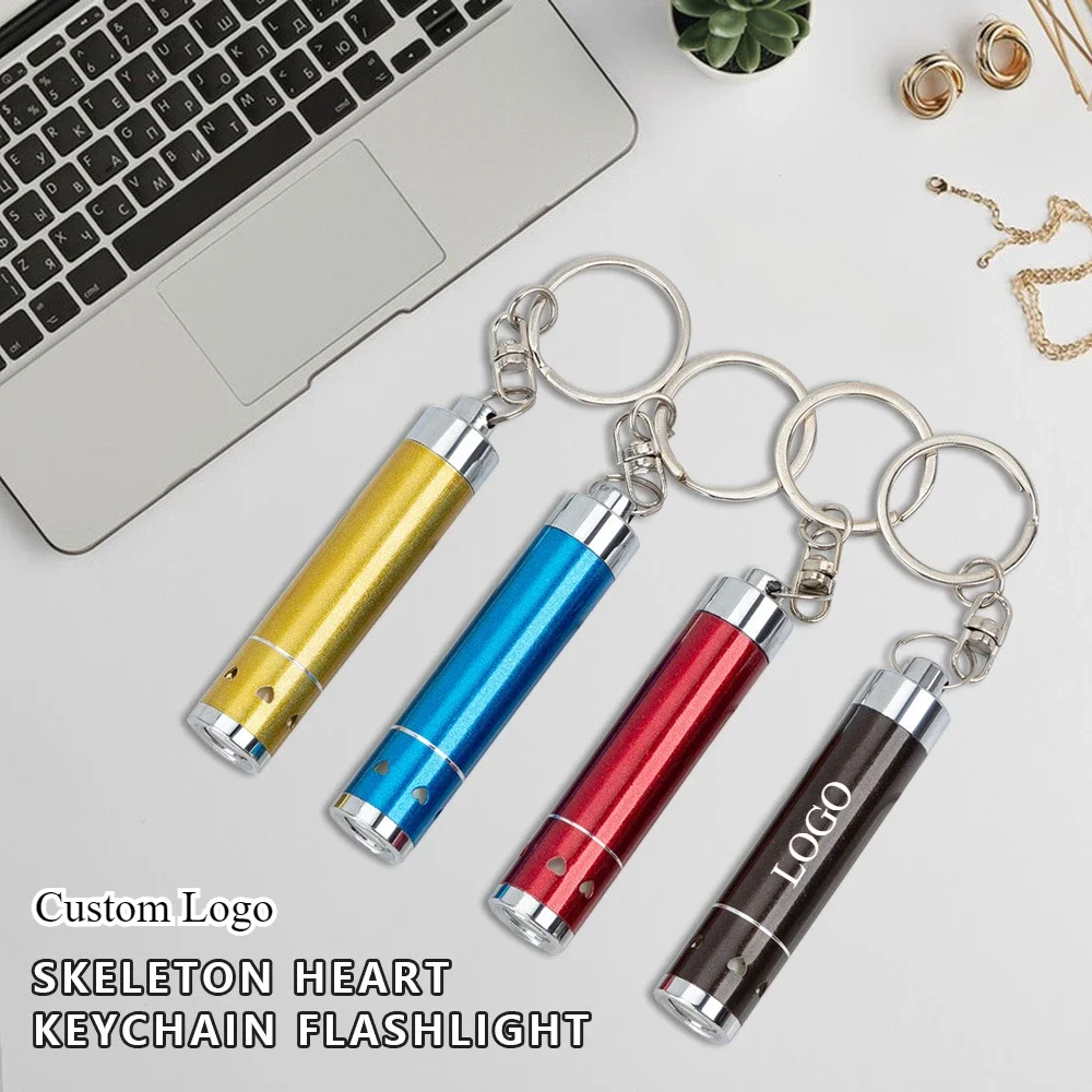 30 шт. портативный брелок в форме сердца светодиодный фонарик с бесплатным индивидуальным логотипом для делового подарка