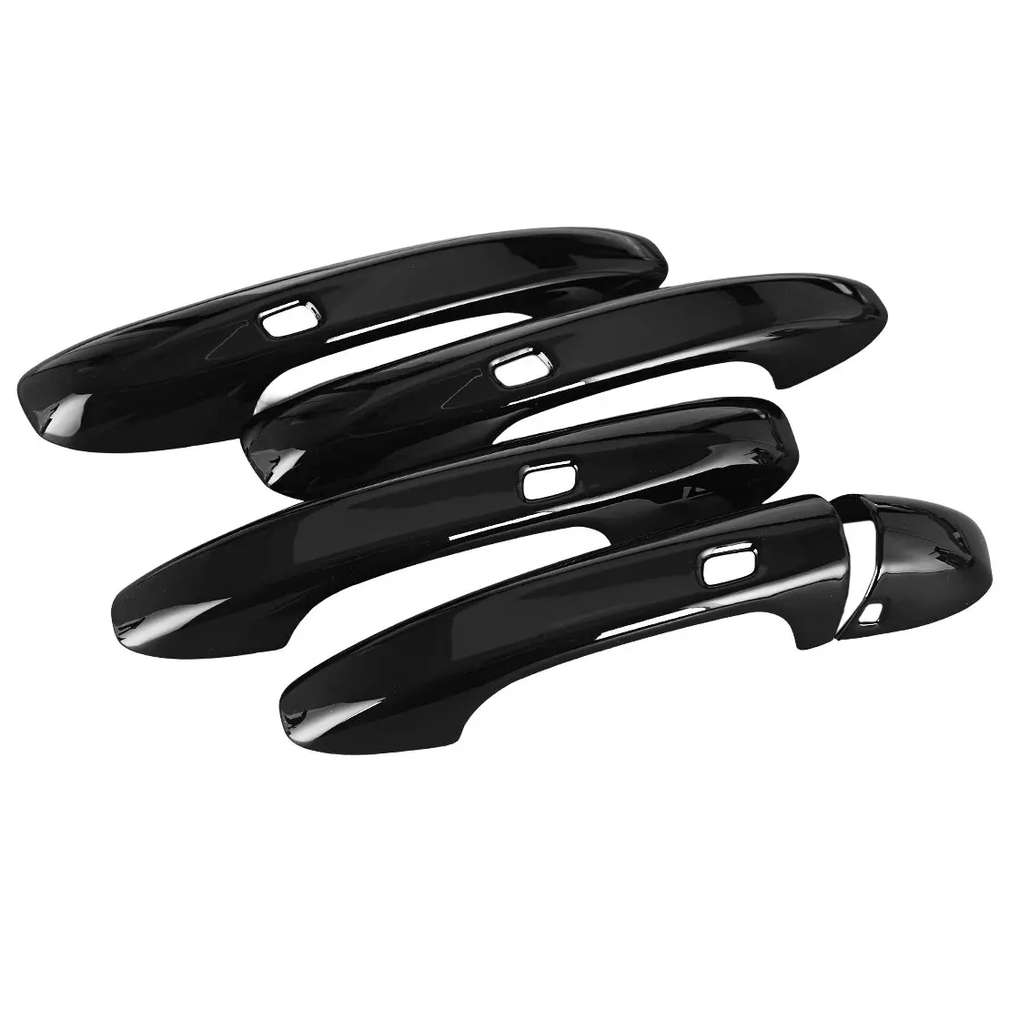 LHD Gloss Black Exterior Side Door Handle Cover Cap Molding Trim with 4 Keyless Smart Keyhole & 1 Keyhole Fit For Mercedes-Benz