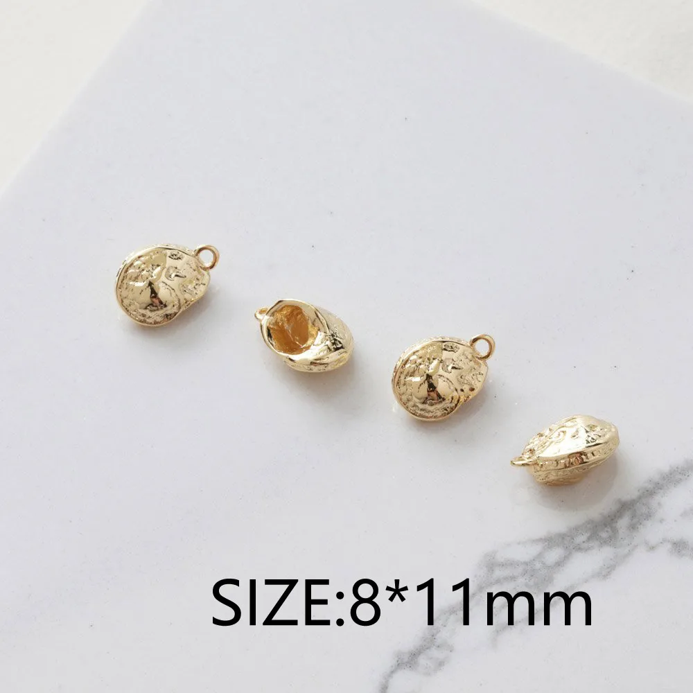 6PCS Dainty Small Conch Shell-shaped Charms Necklace for Jewelry Making Pendant DIY Hand Made Brass 14k Gold Filled