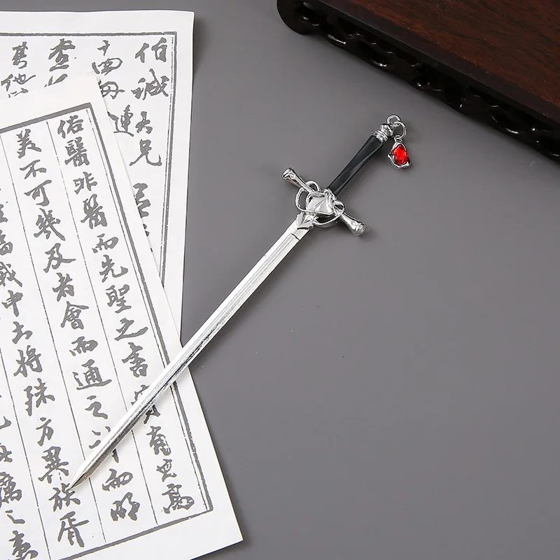Vintage Sword Alloy Hairpin For Women Girls Silver Color Metal Hair Accessories Party Birthday Daily Jewelry image 4