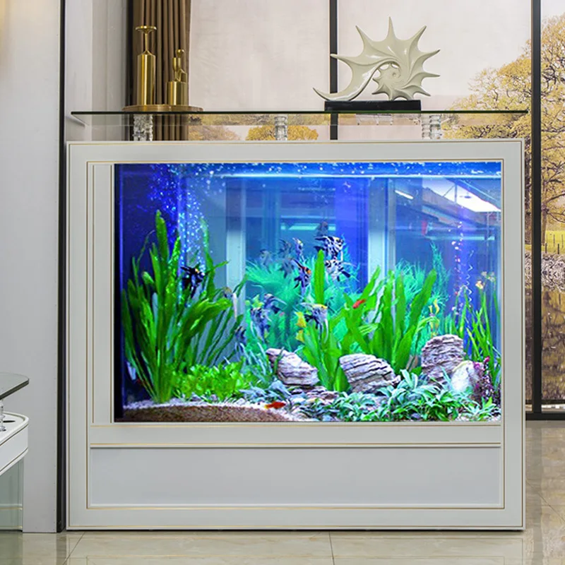 

Rectangle floor-to-ceiling fish tank screen partition glass living room ecological medium-sized household aquarium ecological