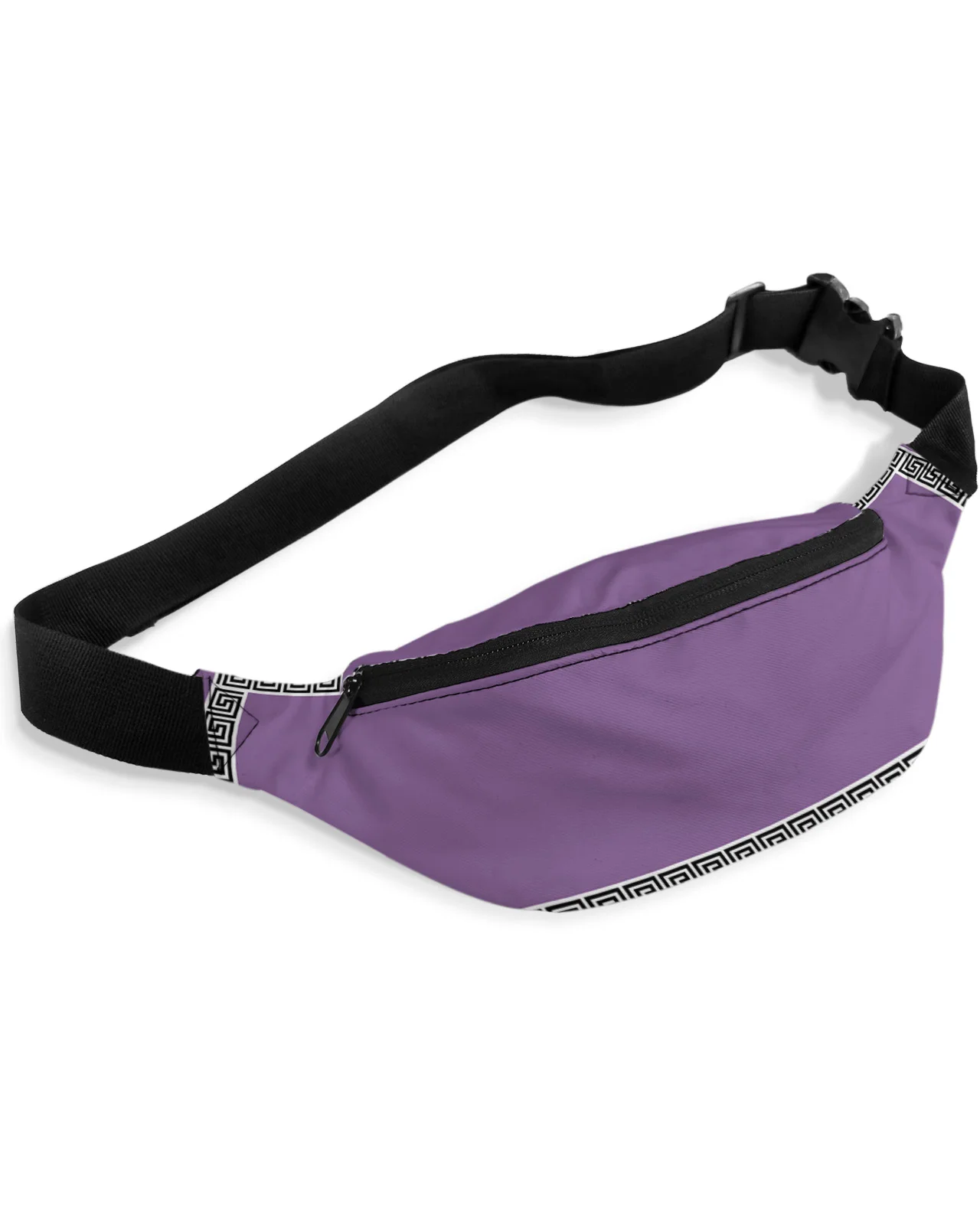 Bolsa de cintura geométrica para homens e mulheres, Fanny Pack, bolsa, cinto de telefone, bolsa de carteira, impermeável Banana Hip Bags, roxo, grego, geométrico