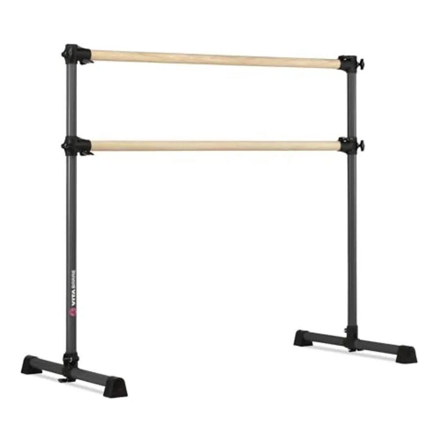 Barra de Ballet Doble Portátil y Autoportante para Uso en Casa o Gimnasio, Material de Madera, Altura Ajustable, Ideal para Danza, Fitness, Pilates