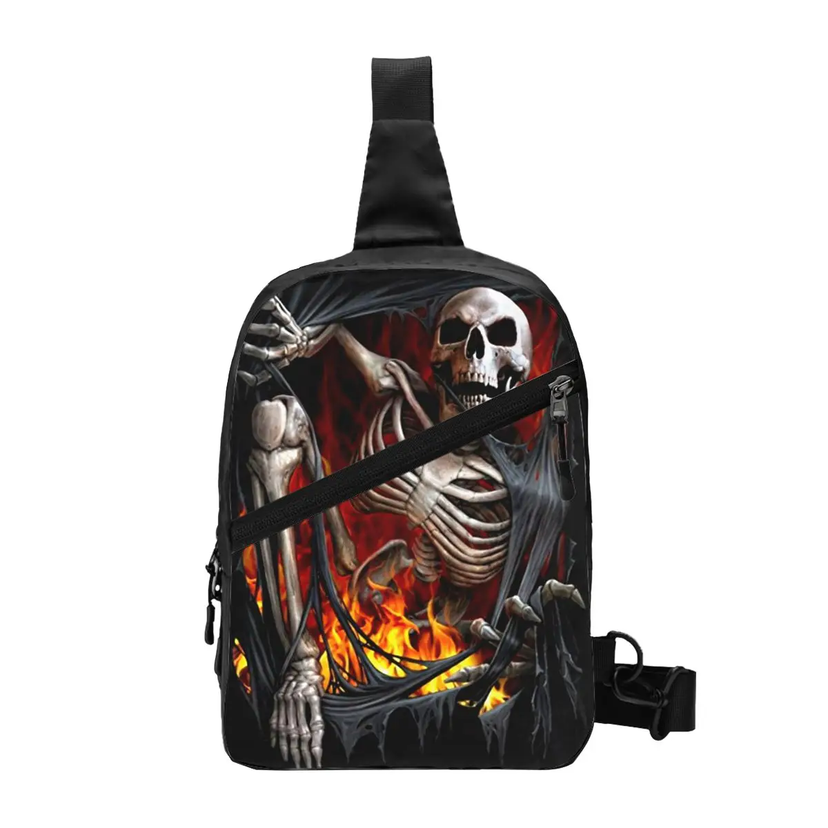 

Cool Horror Gothic Death Skull Crossbody Sling Backpack Men Shoulder Chest Bag for Travel Cycling