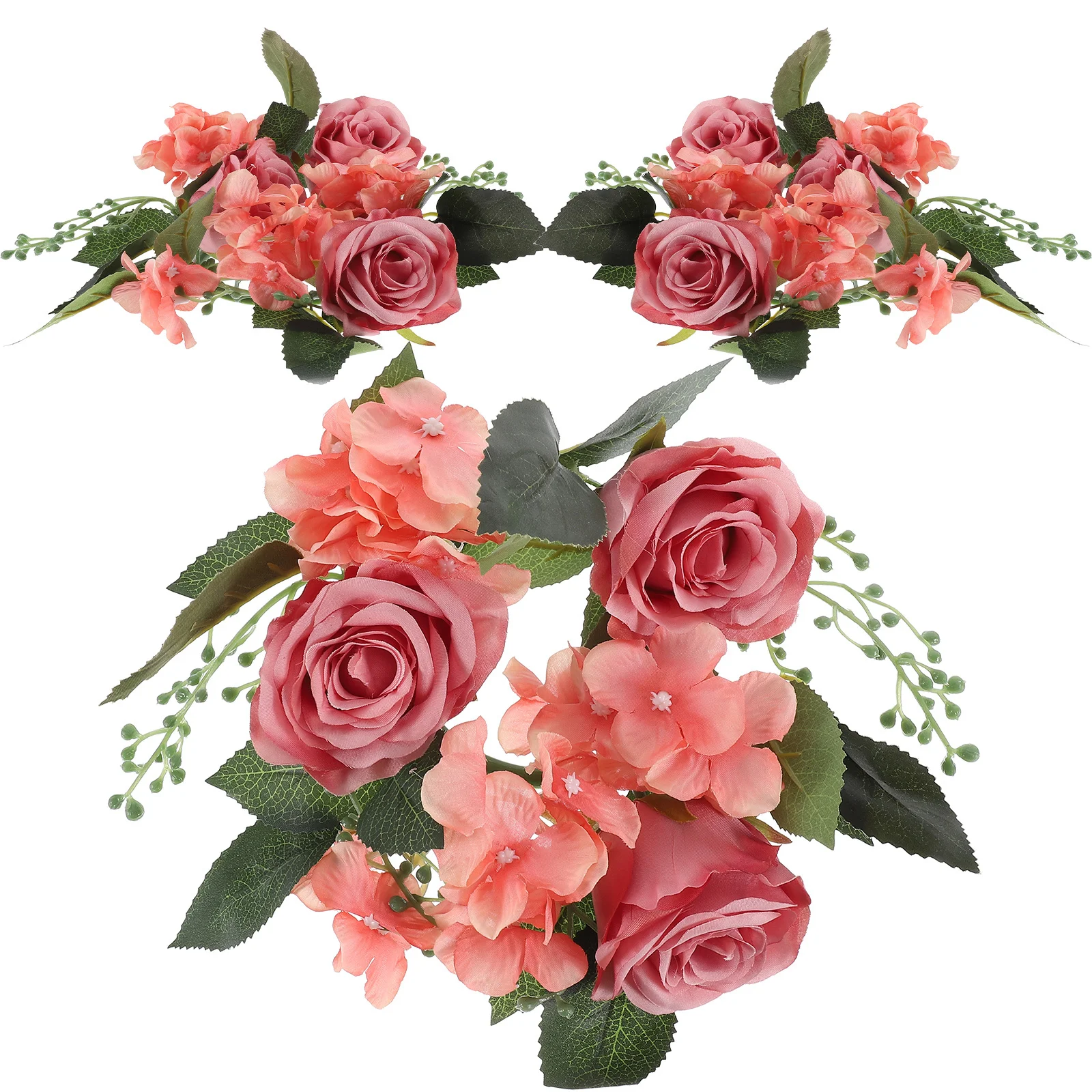 

3Pcs Artificial Rose Rings Lightweight Portable Wedding Table Decor Rings Wreath Party Centerpieces Home