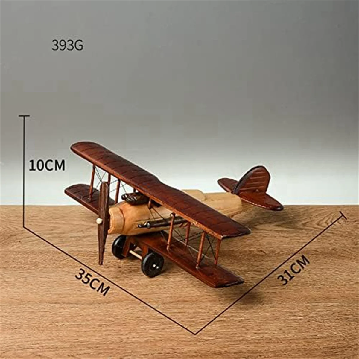 Retro Aircraft Handicraf Wooden Airplane Model,Vintage Biplane Model Desktop Decoration Photo Props Souvenir Collectible