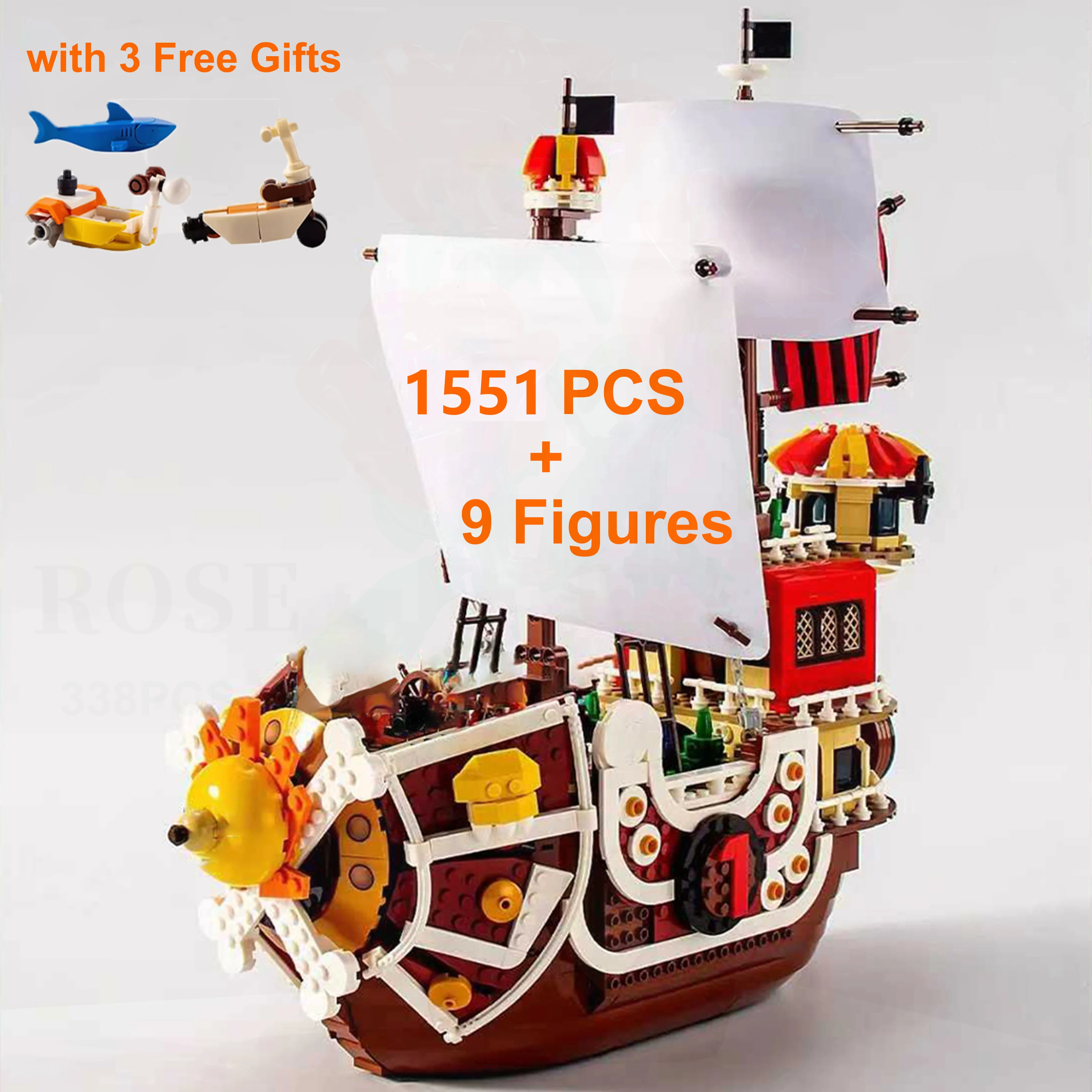 

1551 PCS Pirate Ship Building Blocks Set with LED Lighting, DIY Assembly Sailing Boat Model for Display & Home Decor
