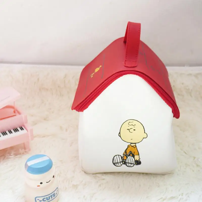 Kawaii Snoopy Cosmetic Bag Anime Girl Wash Bag High Capacity House Shape Storage Bag Student Portable Cosmetic Bag Simple Gift