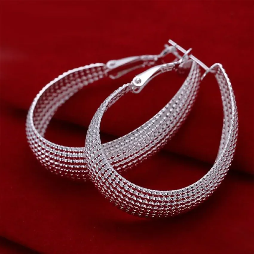 New Listing Women Lady Gift Lovely 925 Sterling Silver Hoop Earrings Hot Selling High Quality Fashion Jewelry Free Shipping