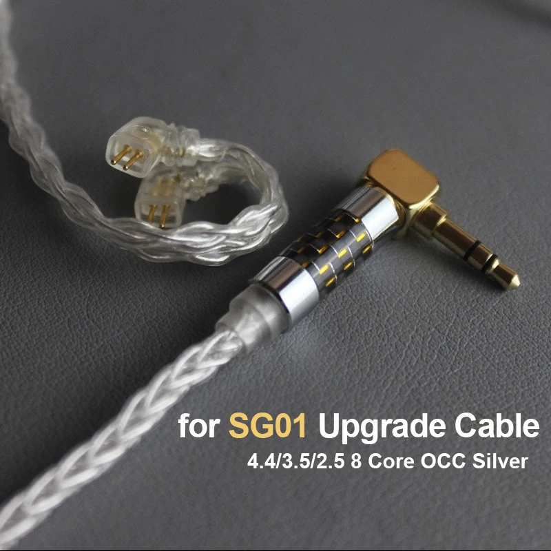 8-жильный белый кабель для наушников SG01, посеребренный Hi-Fi обновленный кабель OCC 4,4 мм Баланс 2,5 3,5 мм с микрофоном