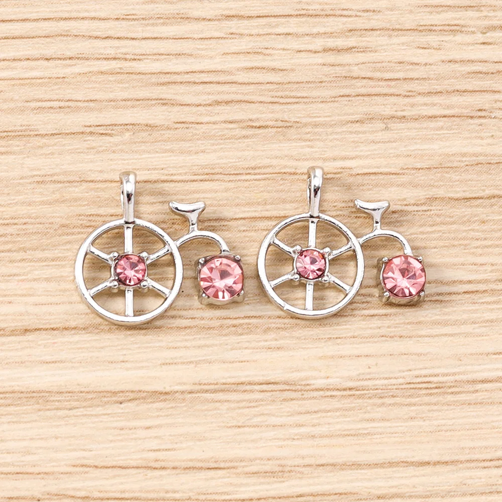 Tusember 5 Stück Niedliche Kristall-Metall-Fahrrad-Charms Perlen Anhänger für Halsketten Ohrringe Armbänder DIY Schmuckherstellung Zubehör – Detail 14