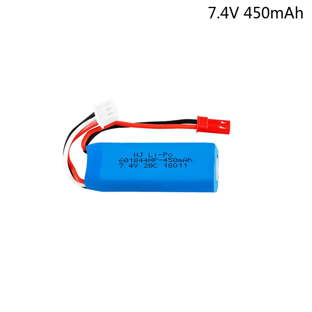 7.4V 450mAh Lipo Battery 2S for WLtoys K969 K989 K999 P929 P939 RC Car 601844 20C 7.4 V 450 mah