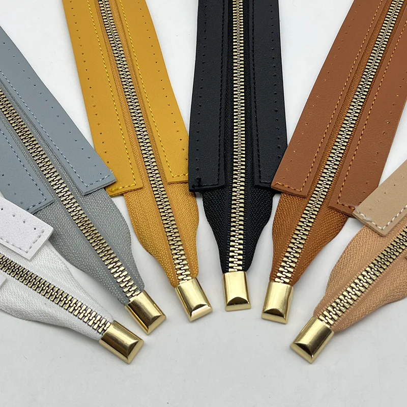 30cm Metal Zipper PU Leather Zipper For Sewing Handbag Craft Sewing Custom DIY Zipper For Woven All-match Bag Hardware Accessory