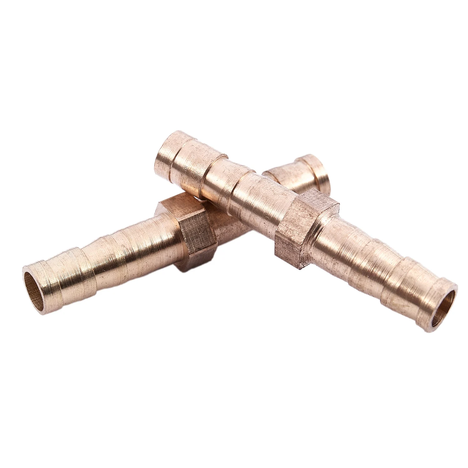 Gold Tone Brass Straight Mangueira Conector, Joiner, 5 pcs