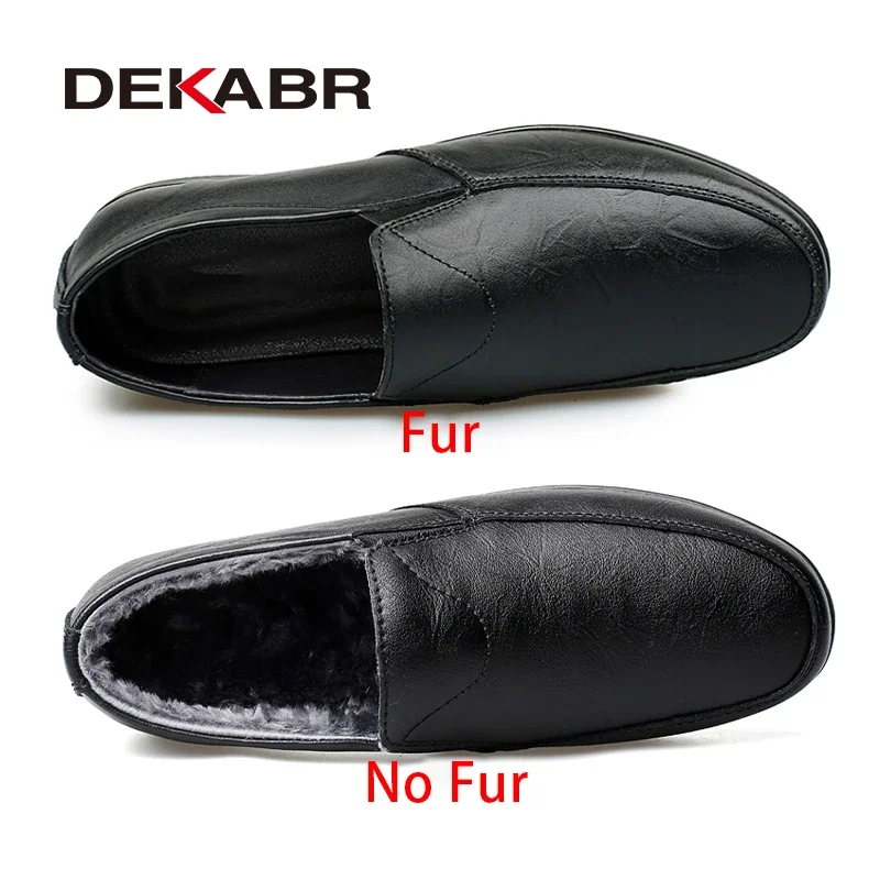 DEKABR Men Loafers Soft Moccasins High Quality Autumn Winter Microfiber Leather Shoes Men Warm Flats Driving Shoes Size 37-45