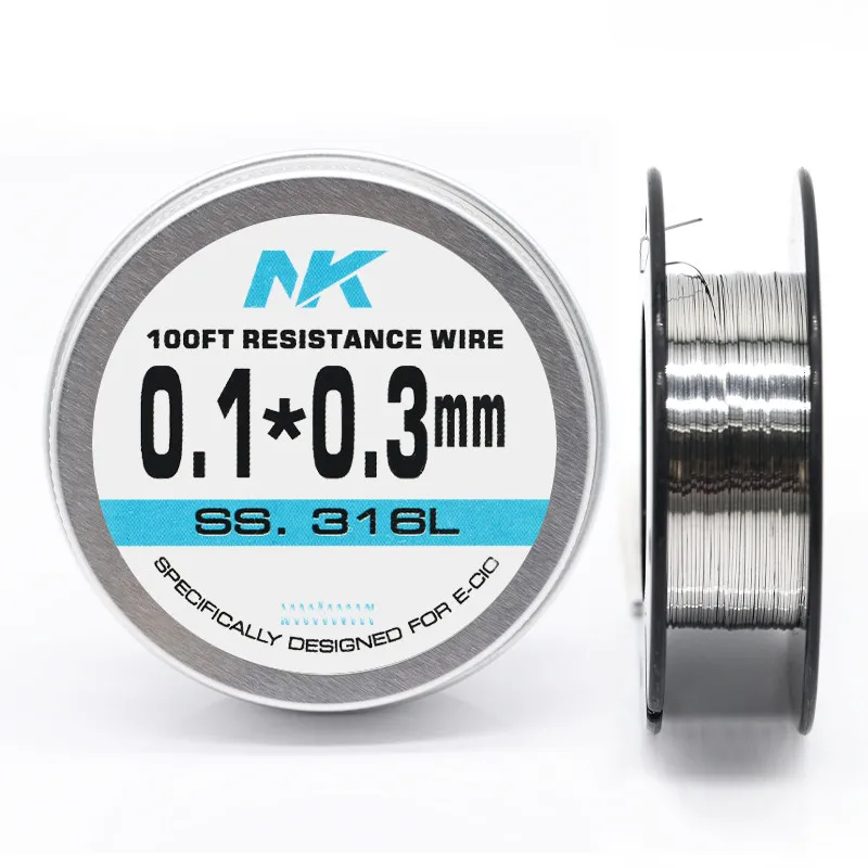 NK Stainless Steel SS 316l/Ni80 Flat Wire Ribbon 0.1x0.3 0.1x0.4 0.1x0.5 0.2x0.8 0.3x0.8mm 30ft 100ft Heating Resistance Wire