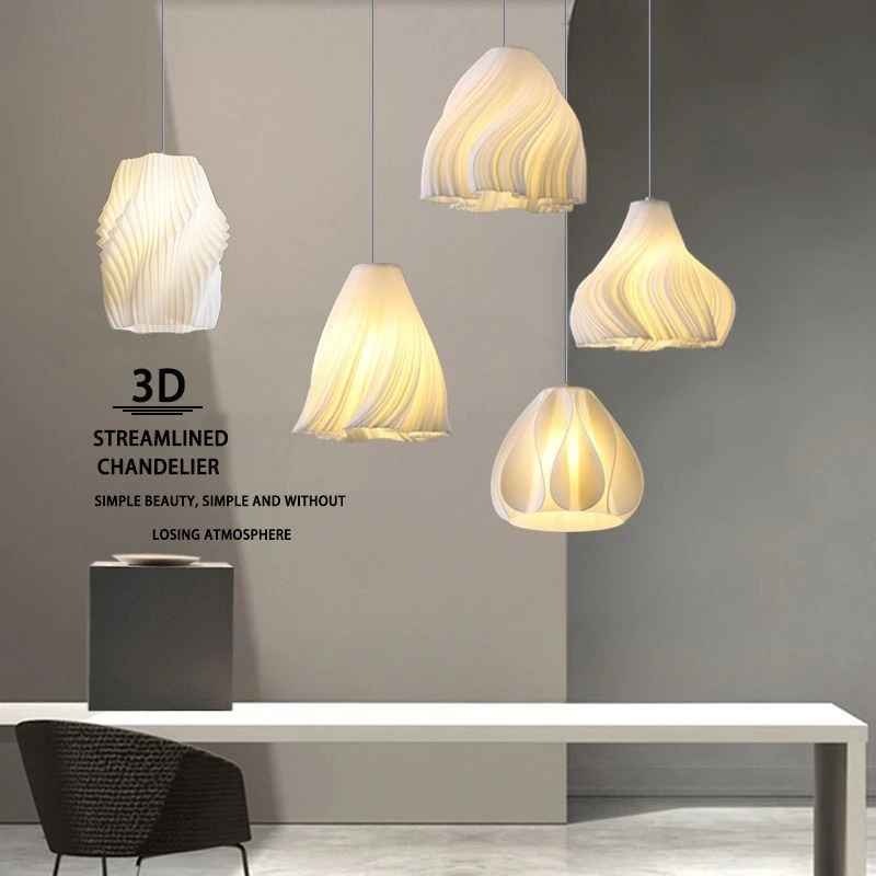 Environmentally Friendly PLA Material Pendant Lamp Nordic Modern 3D Chandelier Dining Room Bedroom Hotel Shop Ambient Lighting