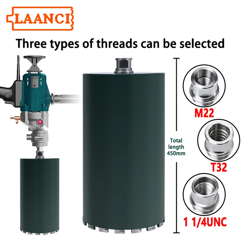 

LAANCI Total Length 450mmDiamond Core Drill Bit 1 1/4UNC T32 M22 With a Diameter of 200mm-500mm Sharp Reinforced concrete Drill