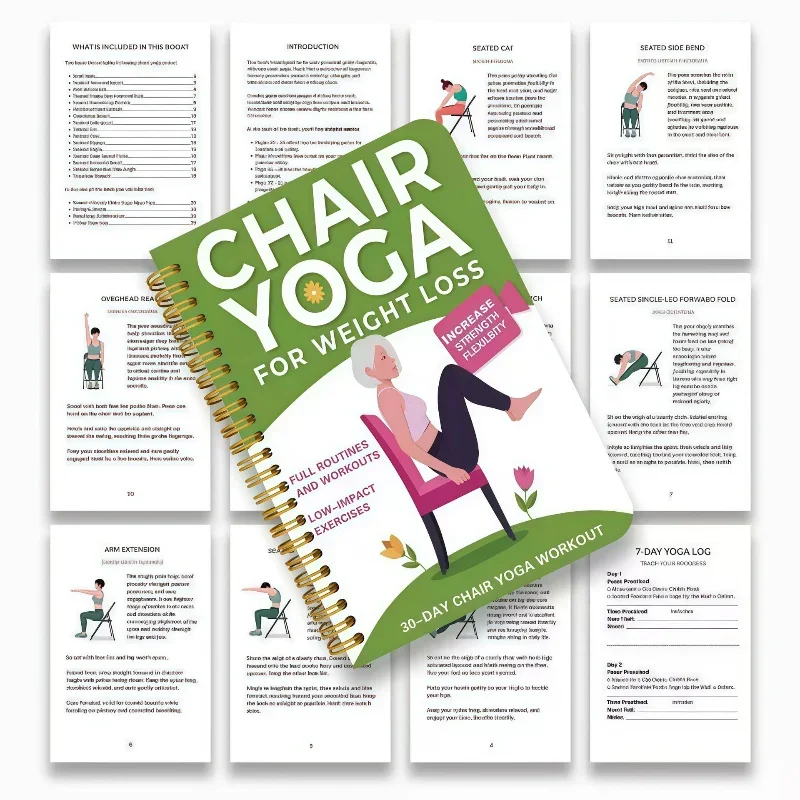 30 Day Chair Yoga Guide Weight Loss Muscle Strength Flexibility Beginner Seated Workout English Book for Seniors & Adults view 3