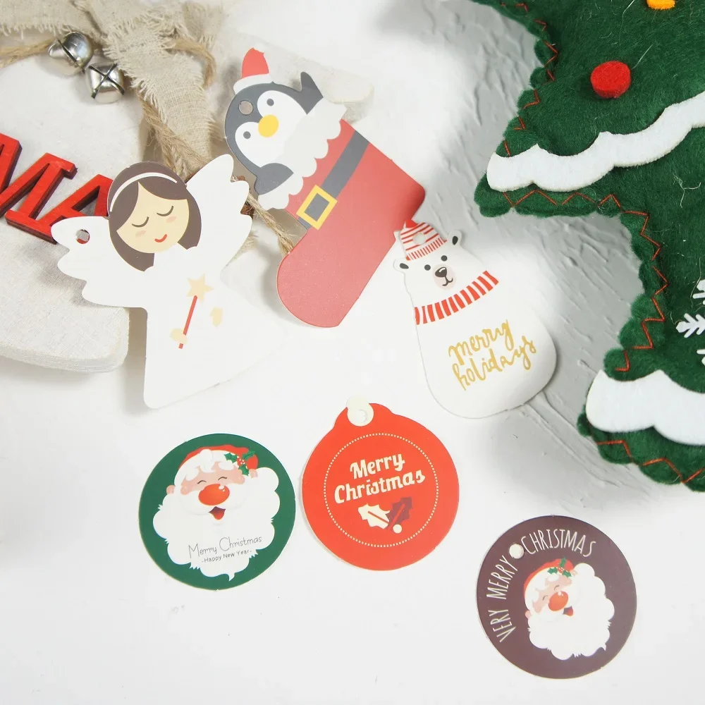 

50pcs Christmas angle bear Penguin Santa Claus theme gift design paper tags labels party gift decoration Scrapbooking DIY