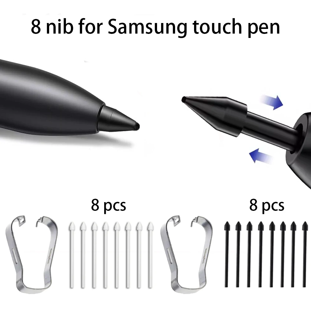 [8pcs Pack] Tips For Samsung Galaxy S24 Ultra EJ-PS928 S Pen Stylus Nibs Replacement With Metal Remover Clip.