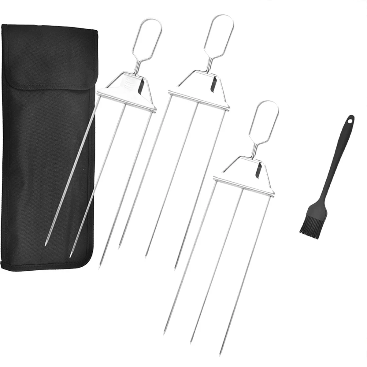 Stainless Steel Grilling Skewers with Oxford Cloth Bag,Metal Kabob Skewers for Grilling,for Meat Veggies Fruits