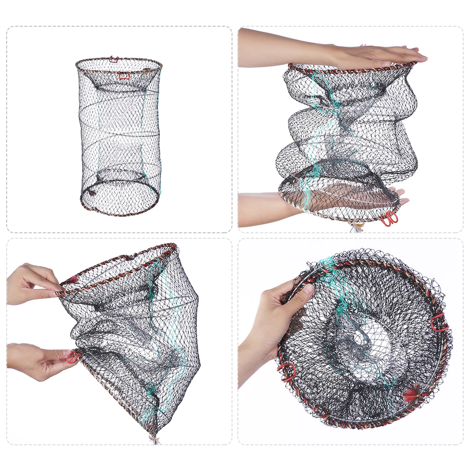 

Bait Folding Fishing Net Mesh Trap Portable Lobster Black Foldable Cast