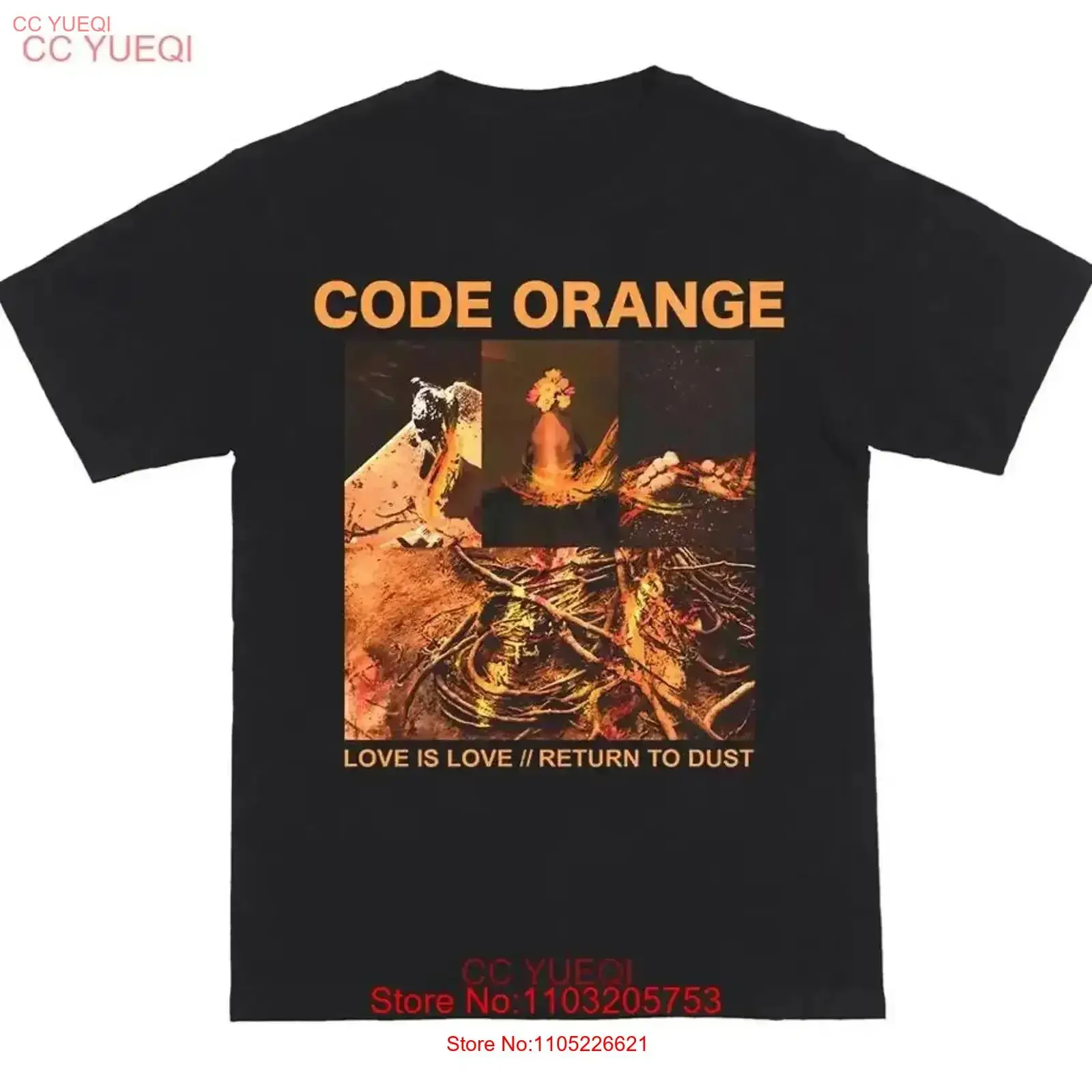 Vtg Code Orange Band love is return to dust Cotton Black T Shirt MM1296 vintage Washed designer clothes graphic Stretched