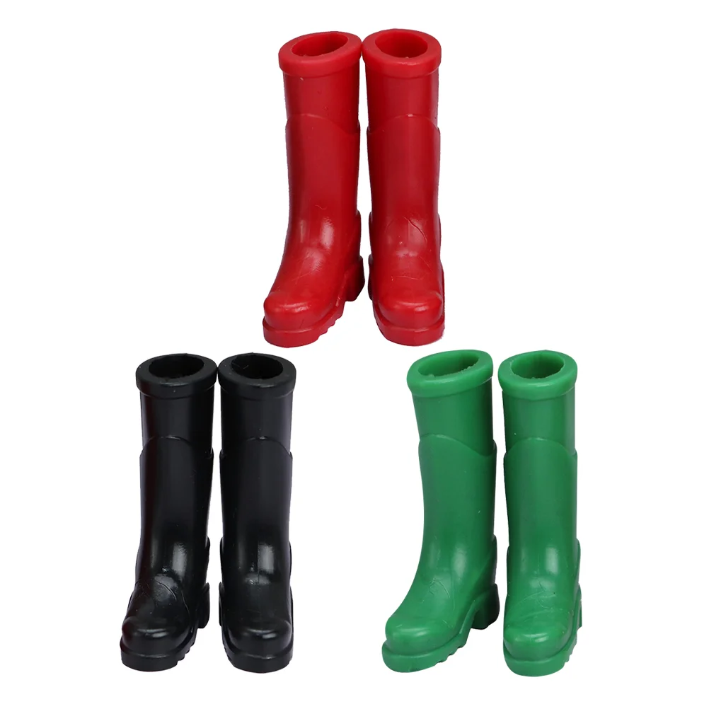 3 Pairs Simulation Rain Boots Model Miniature Decor for Dollhouse Adornment Accessories Shoe Mini-house Plastic Props Shoes Toy