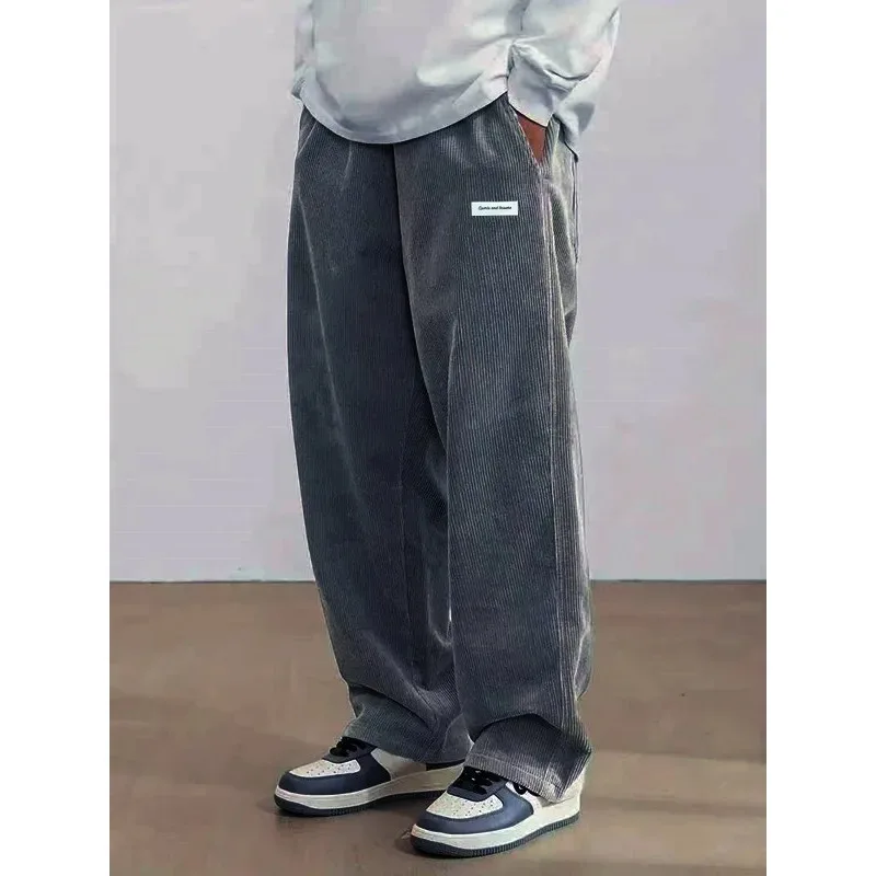

Men's corduroy loose European size hanging multi-functional casual straight leg pants, suitable for daily travel