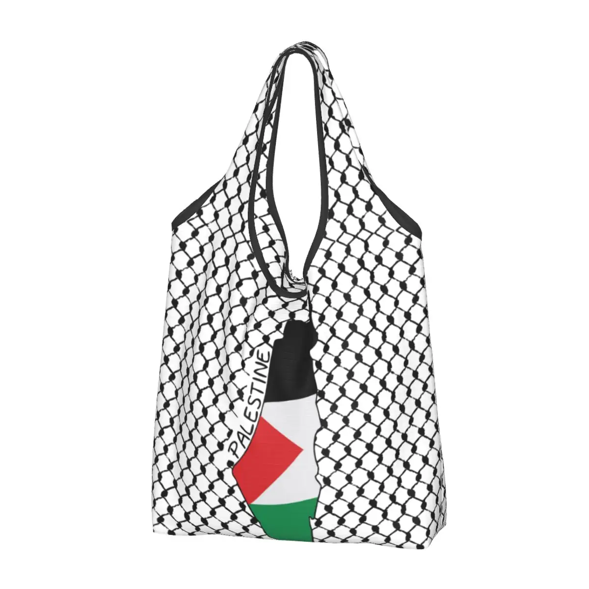 Reusable Palestine Palestinian Kufiya Hatta Shopping Bags for Groceries Foldable Grocery Bags Washable Large Tote Bags