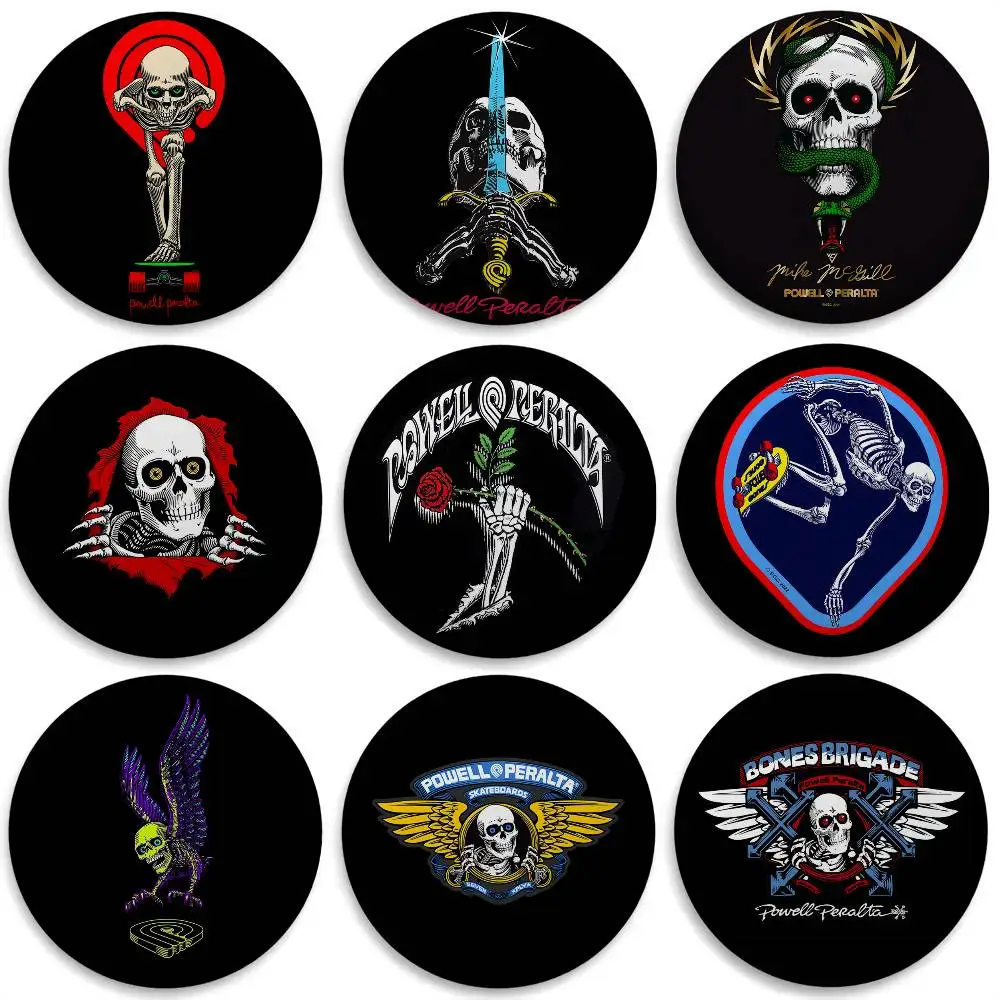 

P-Powell P-Peralta Skateboard Badges Round Exquisite Badge Brooches Creative Pins For Clothes Hat Backpack Gift Accessories