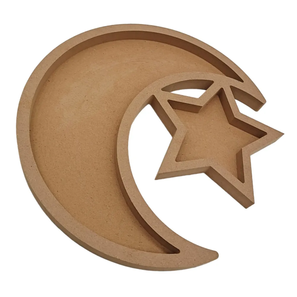 

Деревянная тарелка для фруктов в форме луны, исламская, из натурального дерева премиум-класса, для десертов, конфет, закусок, фруктов, украшение для дома, для вечеринок