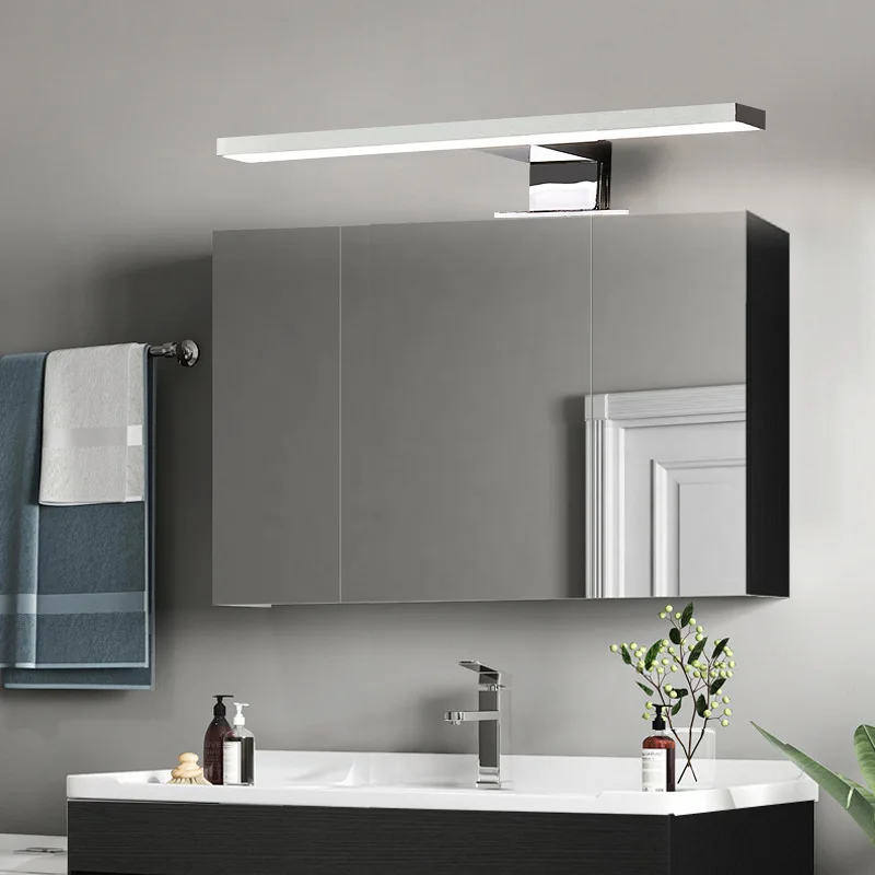Modern Brief Aluminum Led Mirror Light Waterproof For Bathroom American Anti Fog Chrome Wall Sconce Lamp