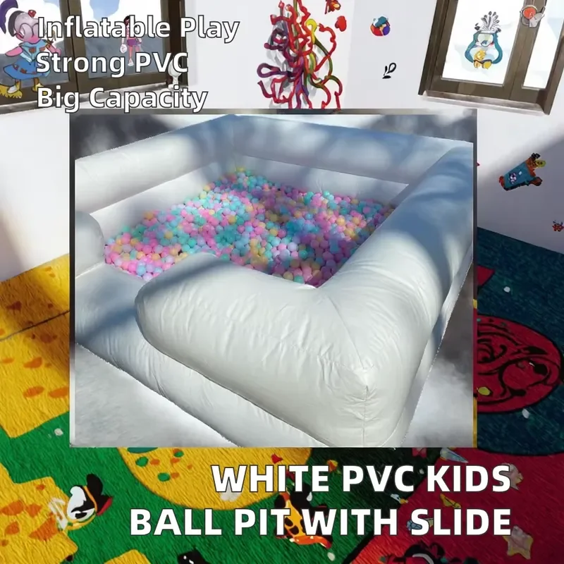 AEOR all-white new design PVC inflatable ball pool with slide, suitable for children and schools, outdoor and indoor,