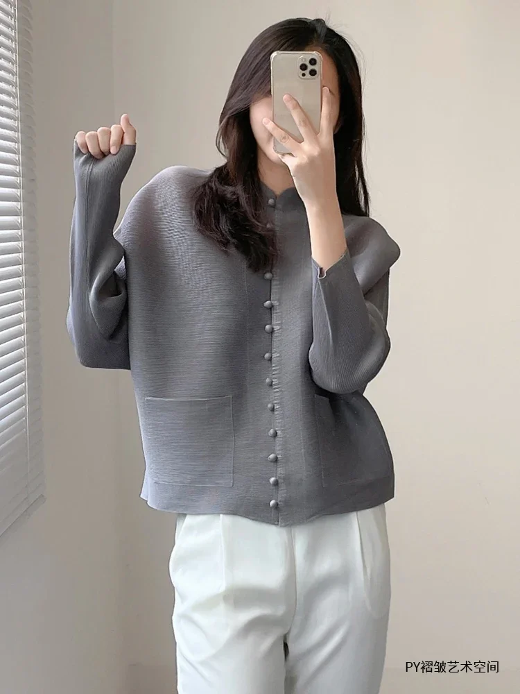 Pleats Pleated Loose Jacket Female Hundred With Thin 2025 Spring And Fall New Clothes Yangqi Elegant Temperament Cardigan Blouse