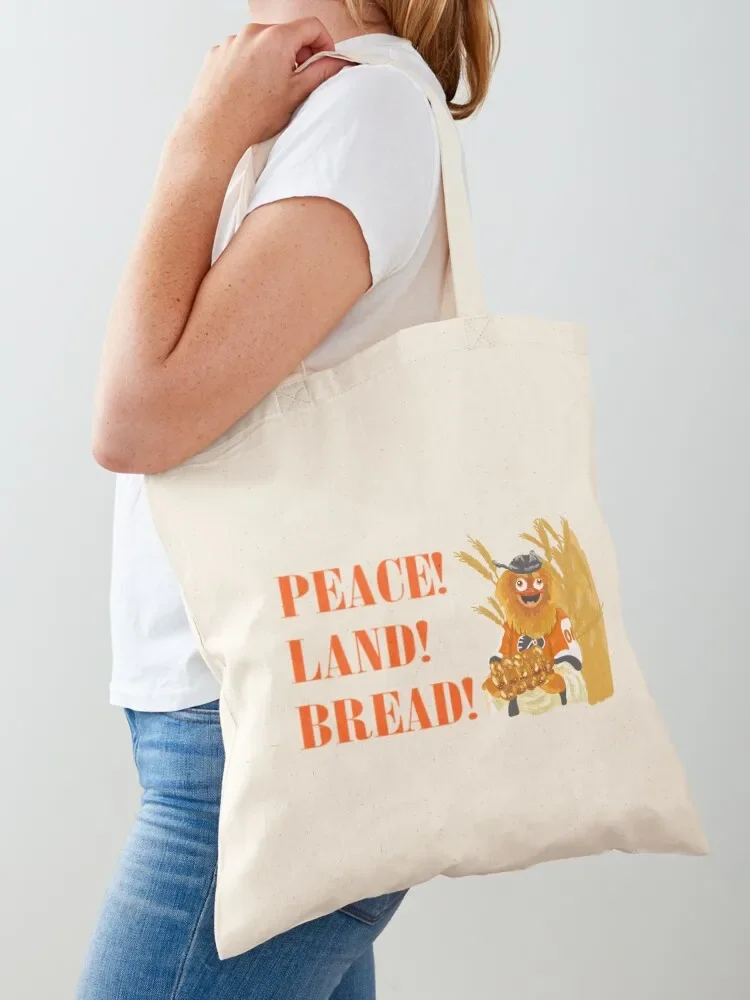 let's get this (peace, land &) bread Tote Bag tote men's cute