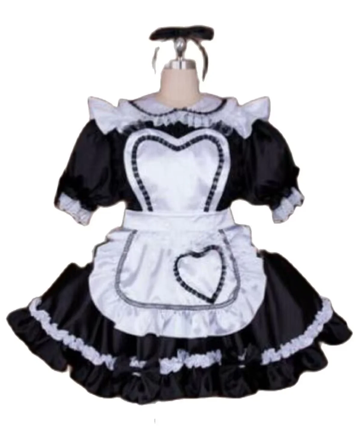 

Sissy Lockable Unified Lace Neck Apron Heart Lovely Lolita Crossdresser Party Daily Unisex Dress Tailored by Maid