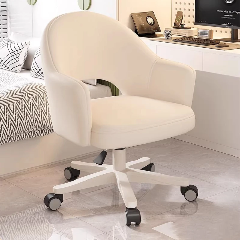White Rolling Ergonomic Office Chair Swivel Dinning Study Lounge Office Chair Armchair Recliner Chaise De Bureaux Home Furniture