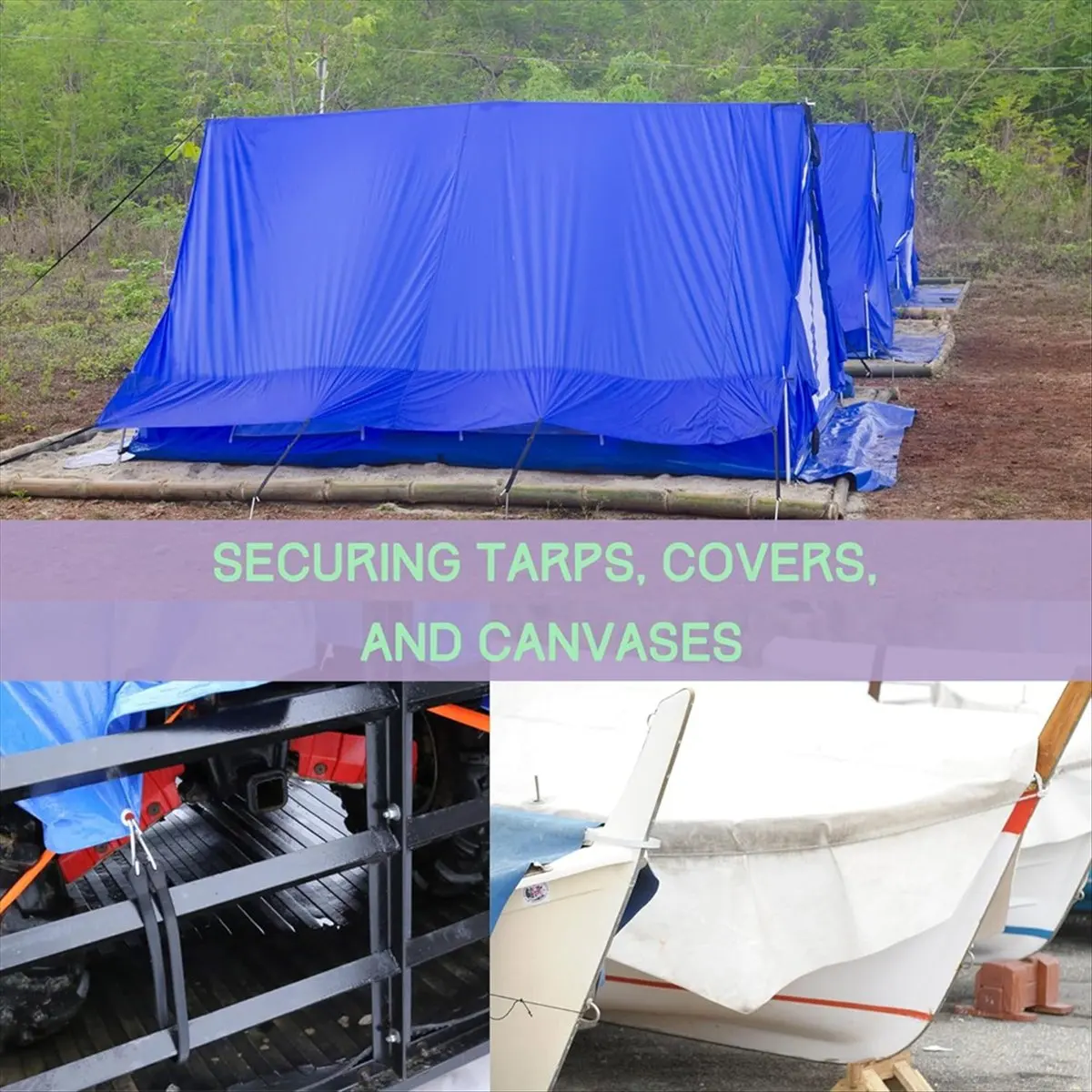 AT13 Heavy-Duty Outdoor Rubber Bungee Cords with Hooks, Assorted Sizes(9in,15in,21in,31in),for Securing Tarps,Covers,Canvases
