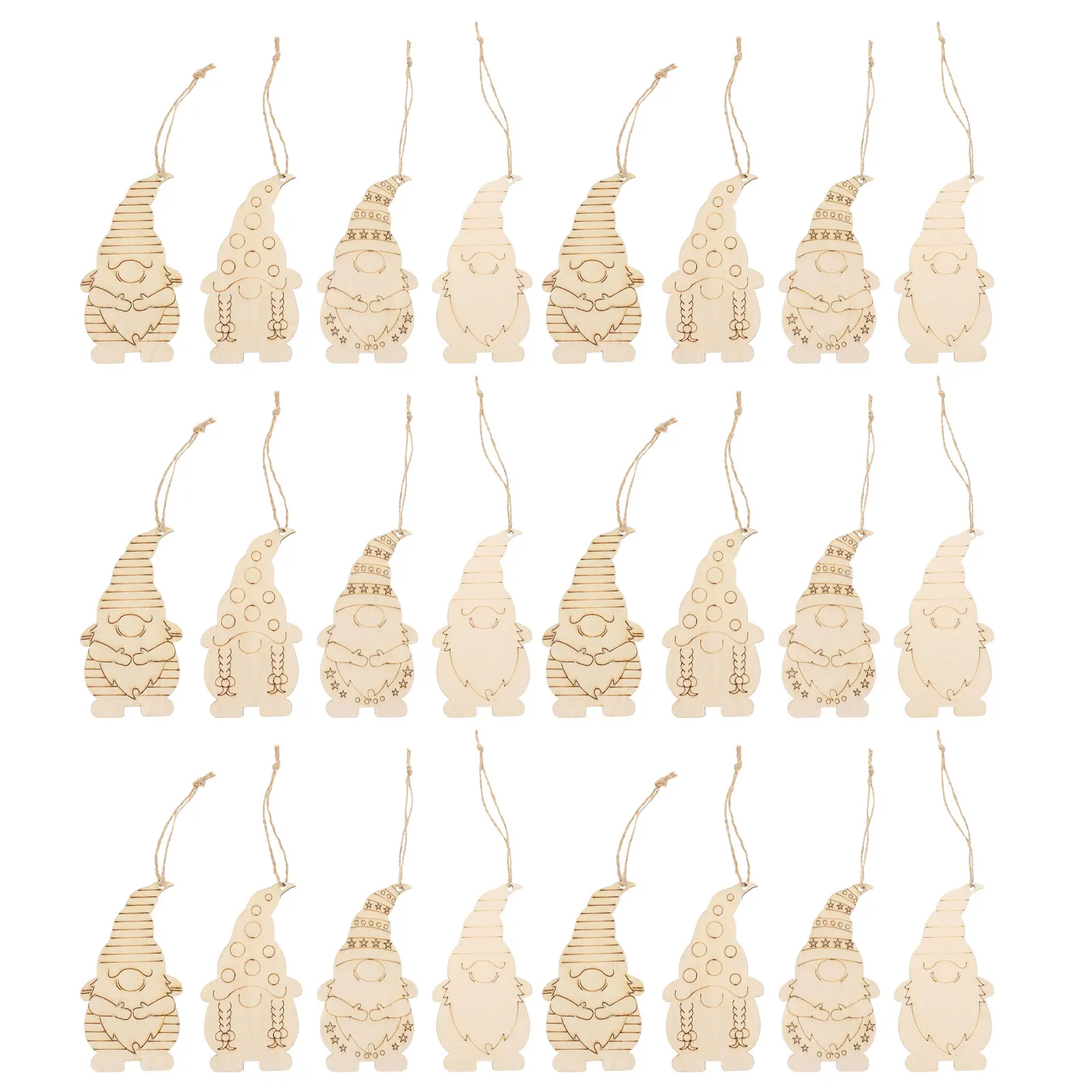 

40 Pcs Wooden Dwarf Hanging Decoration Unfinished Ornaments for DIY Crafts Christmas Tree Vase Tag Wood Slices Pendant Sewing