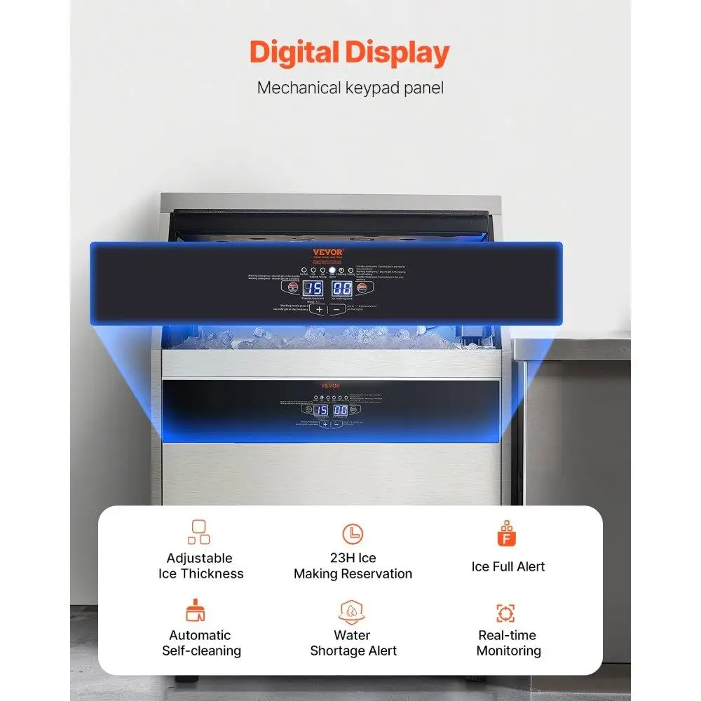 Freestanding Ice Maker Machine 265lbs Daily Production 126 Ice Cubes for Home Use Commercial Grade