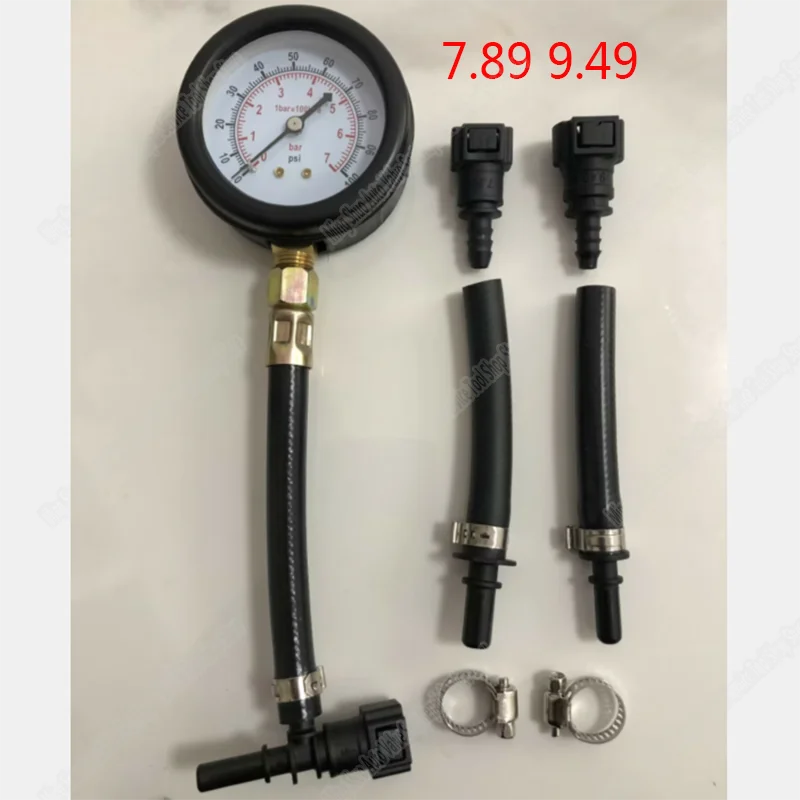 Quick Connected Fuel Injection Pump Pressure Tester Gauge With Valve 0-100PSI