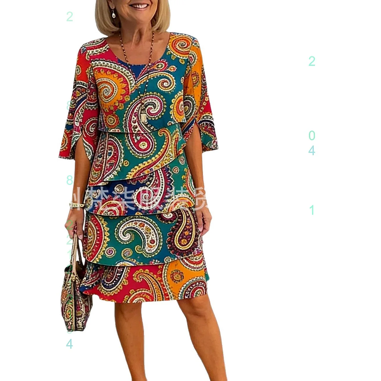 Summer Printed Tiered Midi Dress Dresses Beach Vacation Floral Ruffle Casual Jumpsuit Playsuit Matching Set view 4