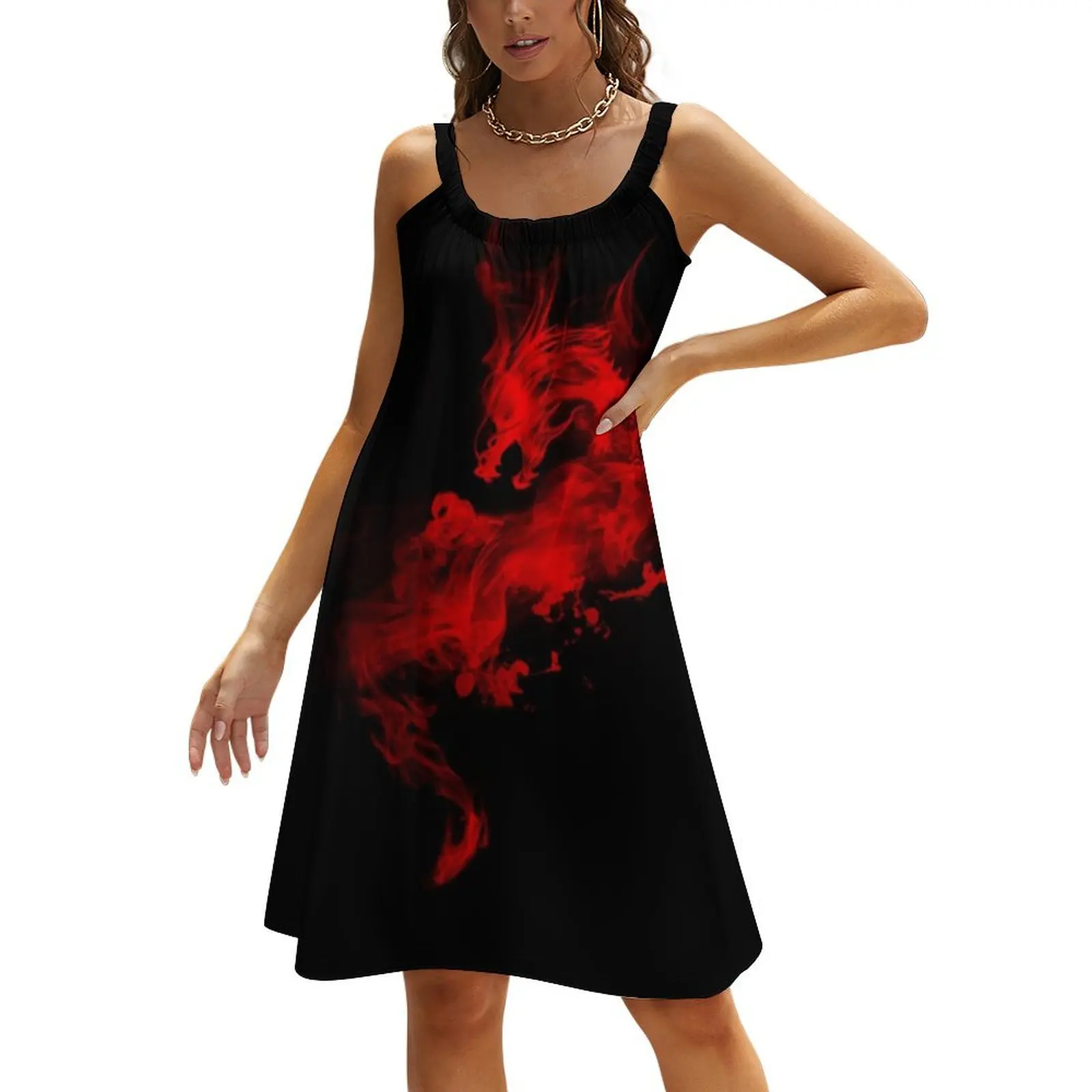 

red smoky dragon Beach Sling Skirt women clothing 2024 new arrivals sensual sexy dress for women Casual dresses