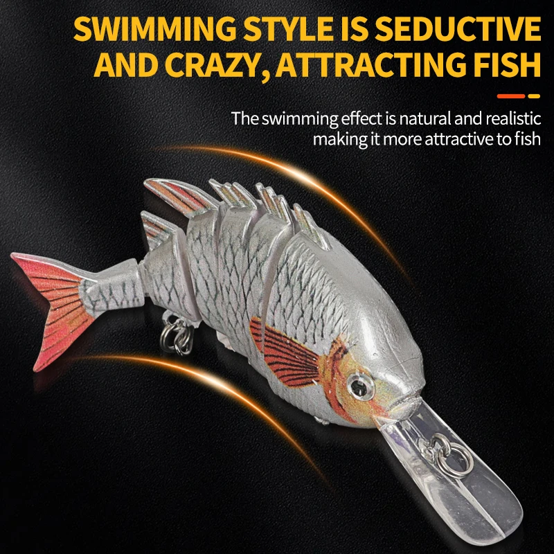 Multi Jointed Wobbler Fishing Lure 10cm 14g Artificial Hard Fishing Bait 6 Segments Bionic Long Tongue Tilapia Swimbait For Bass