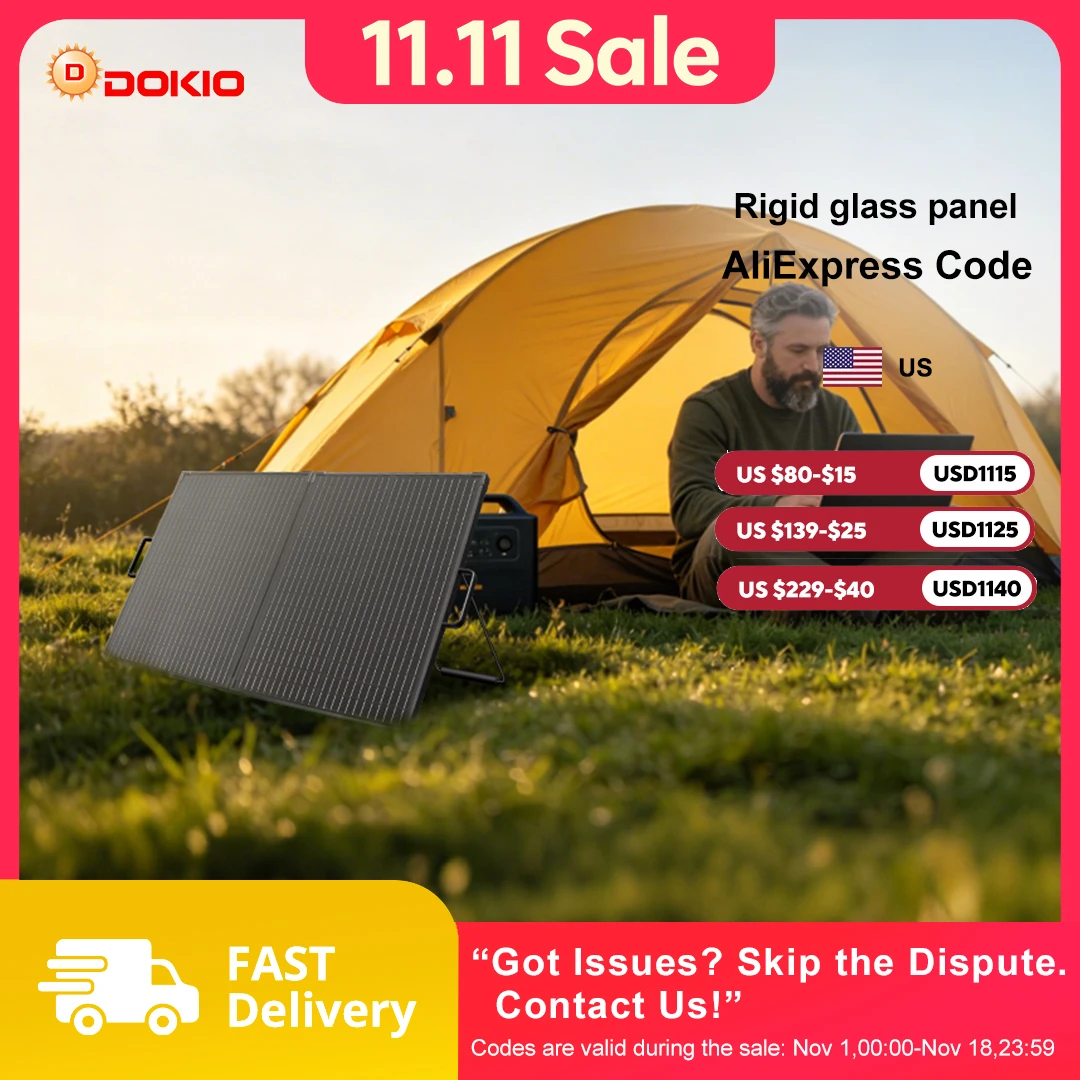 DOKIO 100W Pro Foldable Solar Panel Suitcase Kit, Portable Outdoor Charger Suitcase for Camping, RV, Van Life & Emergency Use