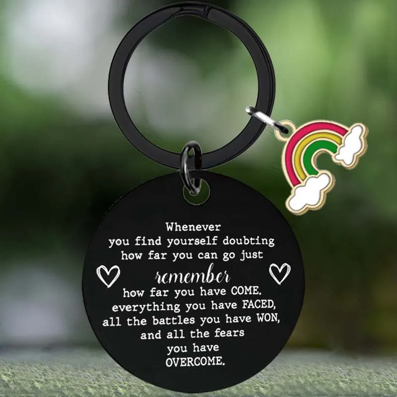 Cute Long Distance Relationship Keepsake Keychain Inspirational Gifts Key Chain Pendant Jewelry Women Men Recovery Gifts