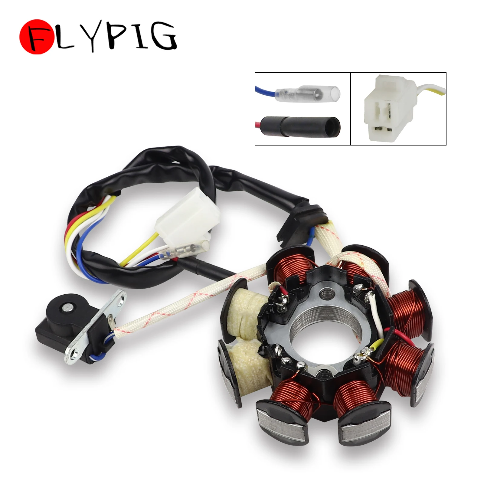 FLYPIG 8 cewki Magneto stojan dla GY6 49cc 50cc 125cc 150cc motorower ATV gokart Sunl Roketa Vespa Magneto motocyklowe cewki